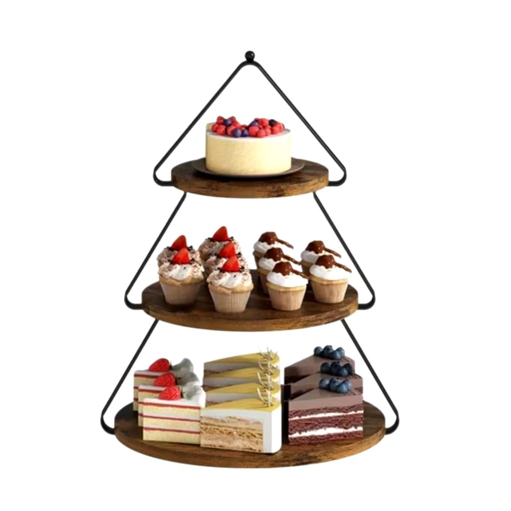 Plateforme de fête portable en bois 3 niveaux pour présenter des mini gâteaux bonbons et des heures d'œuvre