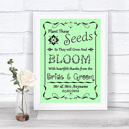 Green Plant Seeds Favours Personalized Wedding Sign