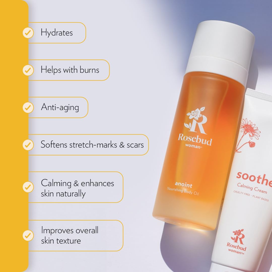 Rosebud Woman Anoint All-Body Oil for Scars, Stretch Marks & Skin Resilience – Lightweight, Non-Greasy Natural Oil with Schisandra & Centella – 100ml Full Size + 30ml Travel Size - Image 2