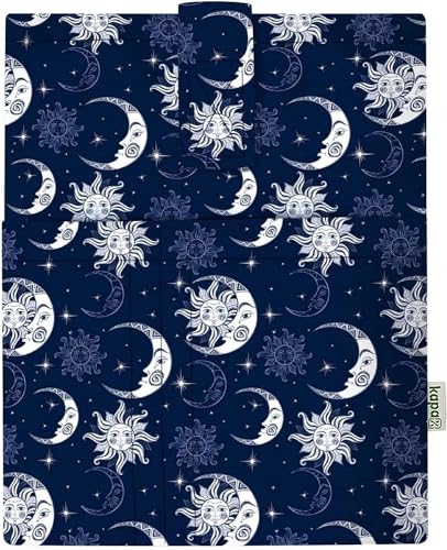 Funda de libro – Protección de libro para libros de bolsillo – tela lavable, impermeable, protector de libro – Regalos bibliófilos (estrella y luna – XL)