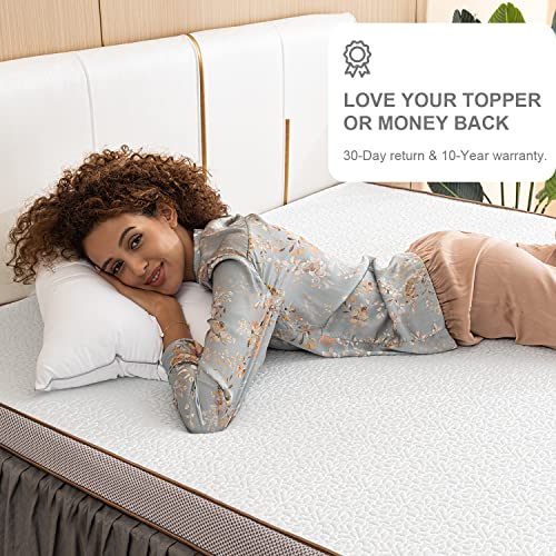 Bedstory 4 Inch Memory Foam Mattress Topper, Queen Size Gel Infused Bed Toppers, Medium Firm With Removable Cover & 2-Layer High Density #TOP1