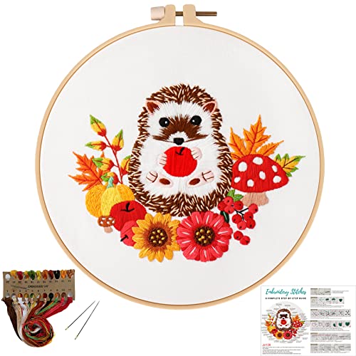 Image of Louise Maelys Cute Hedgehog Embroidery Kit for Beginners Animal Craft | Cross Stitch Kits Offer a Complete Set for DIY Lovers. Needlepoint Kit for Beginners and Adults to Explore Creative Hobbies
