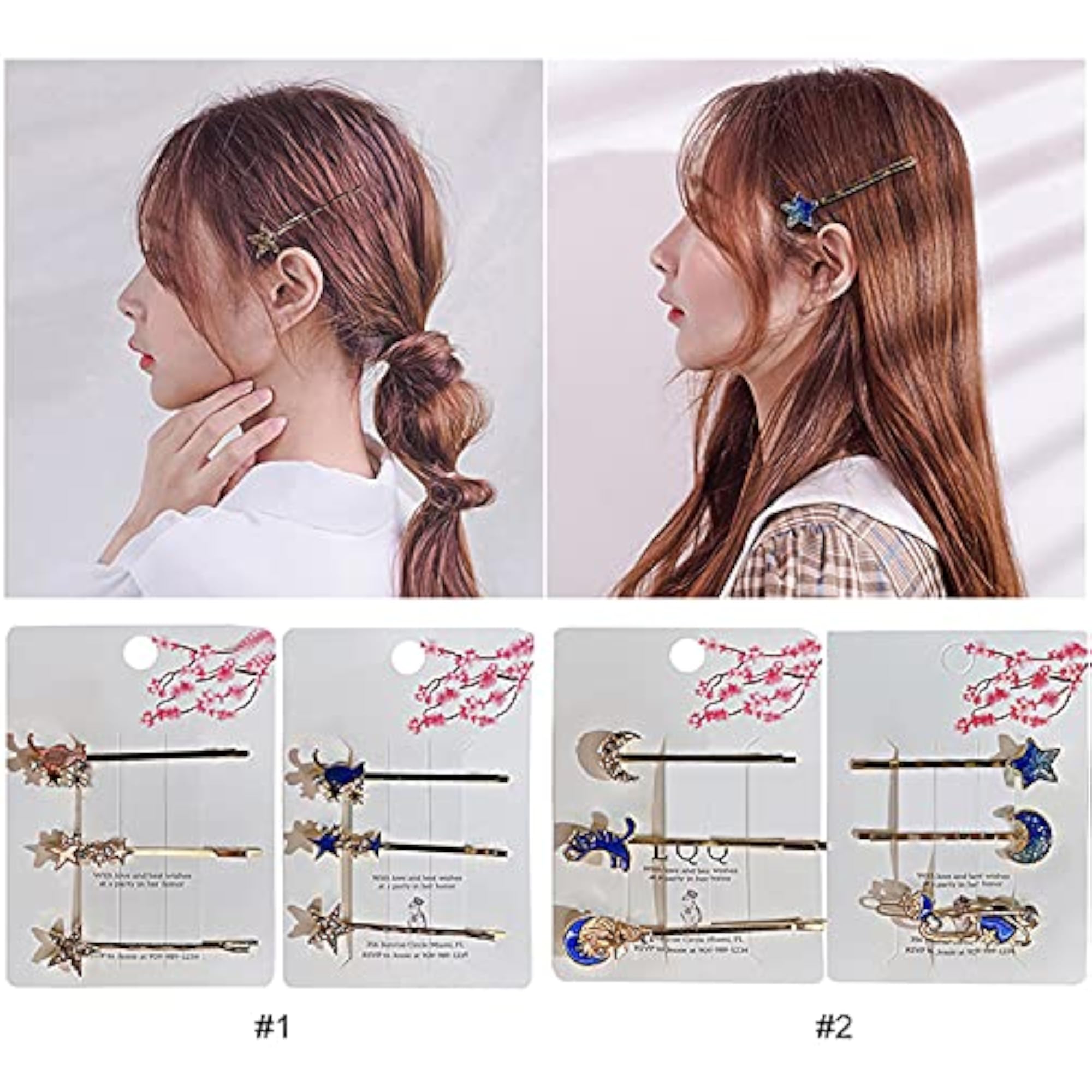 Dainty Star & Moon Hair Pins Set, 6PCS