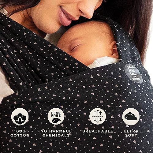 Moby Baby Wrap Carrier Classic by Petunia Pickle Bottom for Newborns to Toddlers (8-33lbs), Infant Sling Carrier, Lightweight & Hands Free Design, Adjustable for All Body Types (Terrazzo Black)