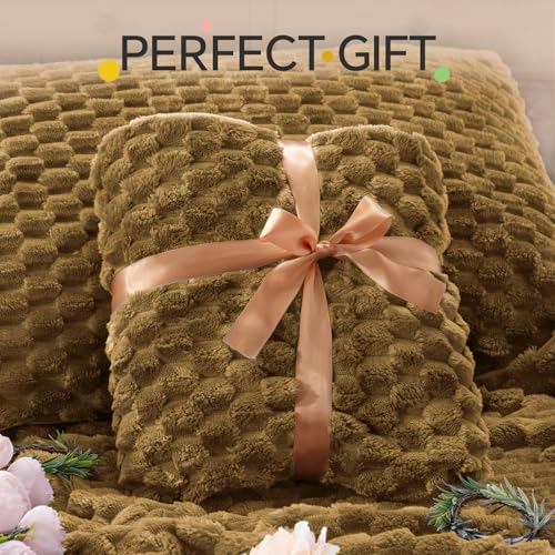 Image of BEDELITE Fluffy King Size Comforter Set - Brown Fleece Soft Comforter for King Size Bed, Luxury Warm Bedding Set for Winter, Fuzzy Bed Set 3 Pieces (1 Comforter, 2 Pillowcases)