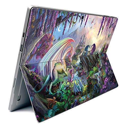 Image of MightySkins Carbon Fiber Skin for Microsoft Surface Pro 7 - Dragon Paradise | Textured Carbon Fiber Finish | Easy to Apply, Remove, and Change Styles | Made in The USA