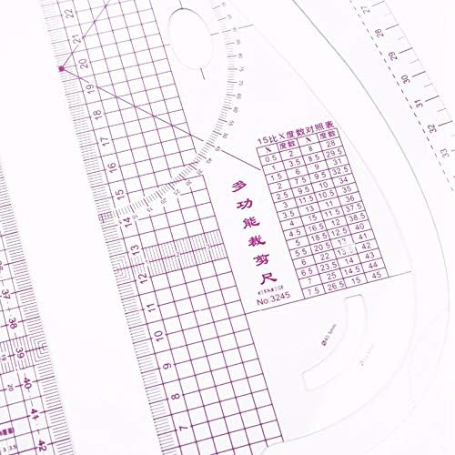 Gaoominy 7Pcs/Set Ruler Tailor Measuring Kit Clear Sewing Drawing Ruler Yardstick Sleeve Arm French Curve Set Cutting Ruler Paddle Wheel