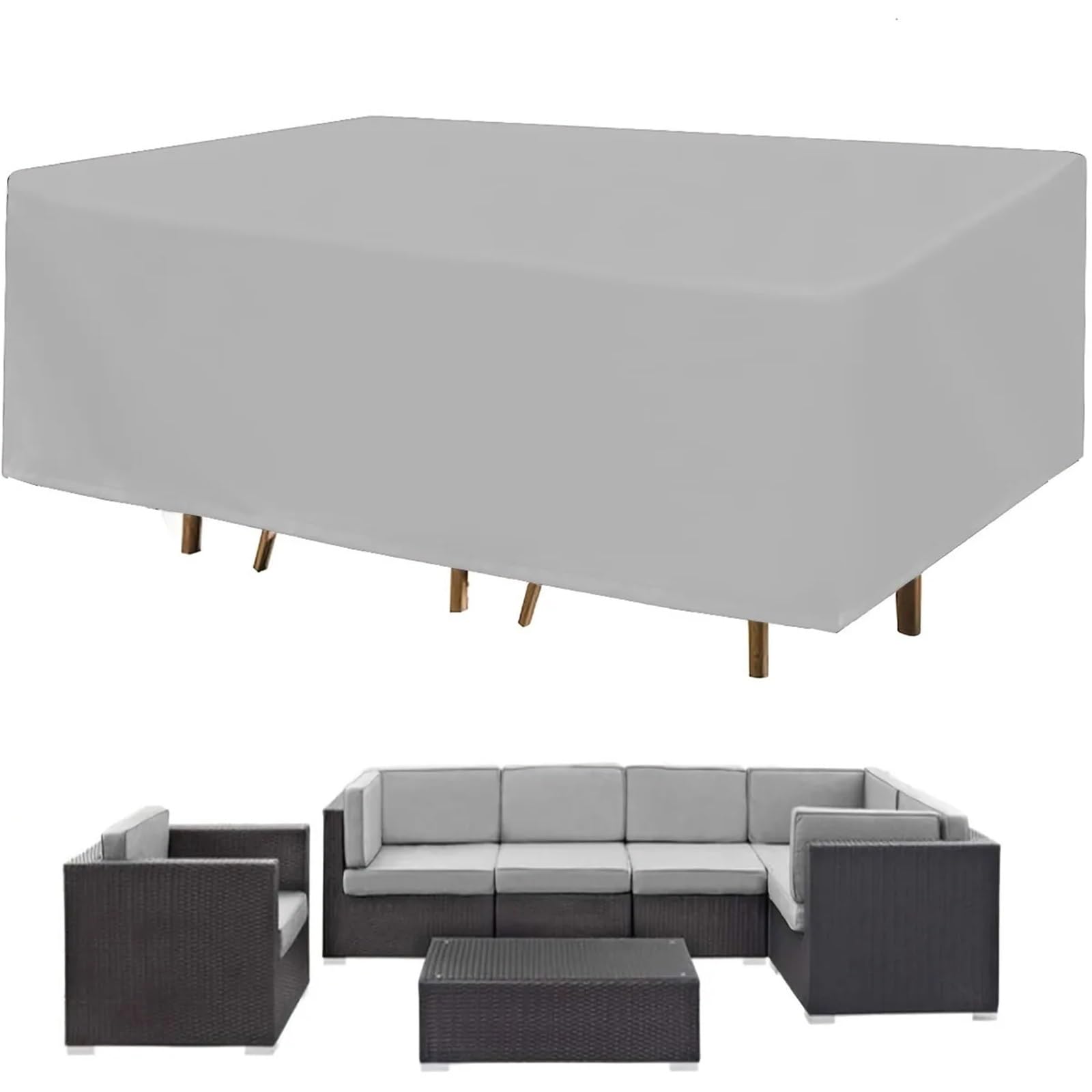 Yusuzh Silver Courtyard Furniture Cover, Rectangular Outdoor Table Suitable For Terraces, Balcony, Gardens For Patio Furniture(,308X138x89cm)