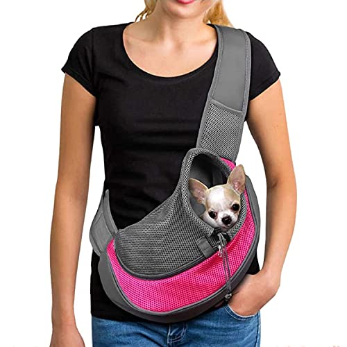 Pet Dog Cat Sling Carrier Bag Puppy Shoulder Carry Hands Free Dog Front Carrier with Adjustable Shoulder Strap Pet Travel Tote Bag with Breathable Mesh Pouch for Outdoor Walking Subway option