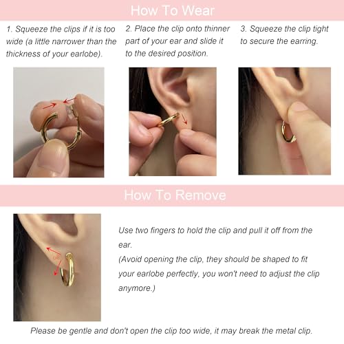 Chunky Gold Clip On Hoop Earrings for Women 14K Gold Plated Non Pierced Tube Hoops Hypoallergenic Adjustable No Piercing Fake Earrings4