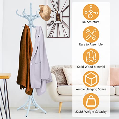 Goflame 73" Coat Rack Freestanding, Wooden Coat Tree With 12 Hooks And Umbrella Stand, Entryway Hall Tree, Hat Hanger Organizer, Coat Rack Stand For Coats, Hats, Scarves, Bags, Easy Assembly, Grey #TOP1