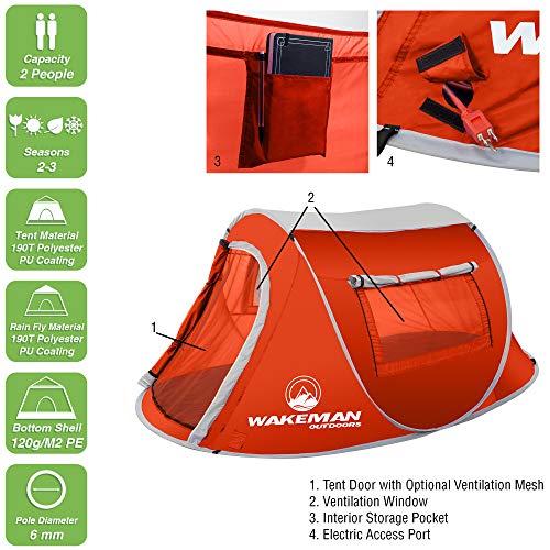 Carpa Pop-up para 2 Personas Estilo Barril Resistente al Agua miniatura 3