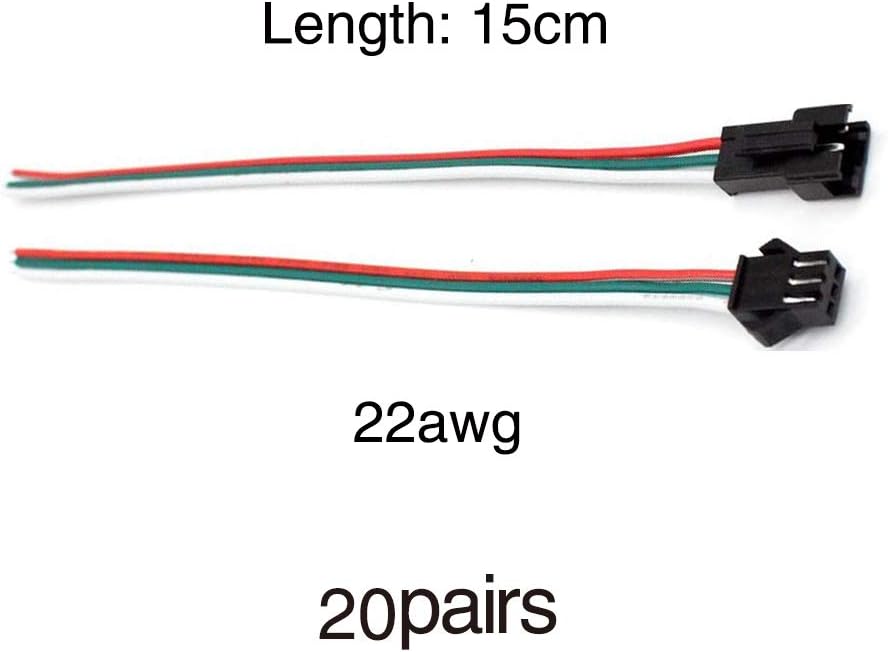 30 Coppie Cavi JST SM 3 Pin 15cm - Adattatore Maschio/Femmina Per Strisce LED WS2812B, 22 AWG - Foto 8