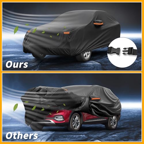 Image of All-Weather Waterproof Car Cover - UV-Resistant Outdoor Full Exterior Protection for mg HS 190T-PU Black with Right Side Zipper