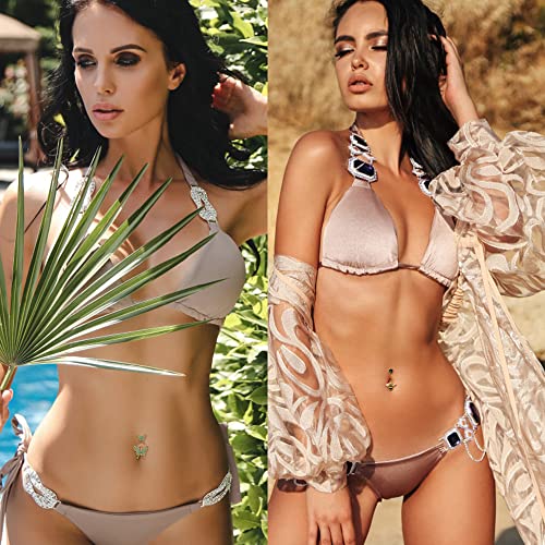 Dochais Belly Buton Rings Surgical Stainless Steel Belly Button Ring for Women Dangle Belly Button Rings Butterfly Cubic Zirconia Navel Barbell Body Piercing4