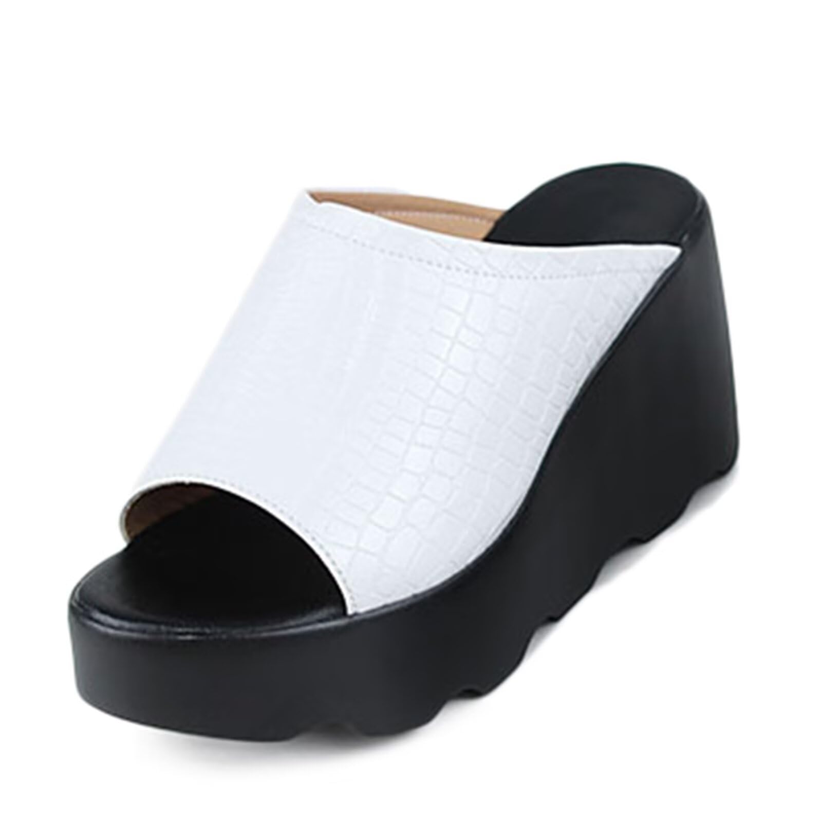 HNVAVQ Sandali con Zeppa e Plateau Donna Ciabatte Mules Tacco Largo 9cm Punta Aperta Scarpe Estive Slip On