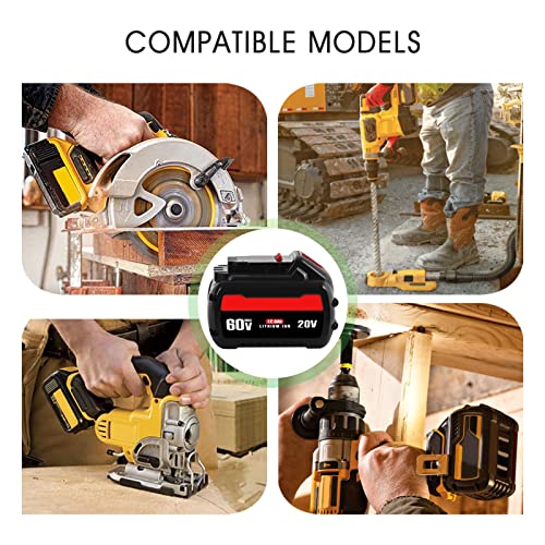 【Upgrade】20V/60V 12.0Ah Replace Battery for Dewalt 60V Battery DCB606 DCB612 MAX Repalce for Dewalt 60V Flexvolt battery DCB606-2 DCB609-2 DCB204 DCB206 Cordless Power Tools Lithium-ion Battery - Thumbnail 7