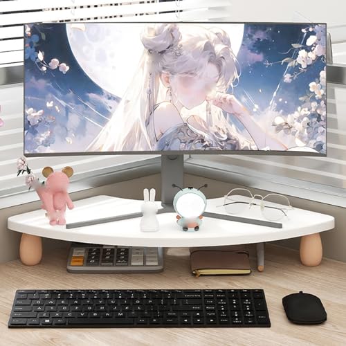 Support de moniteur d'angle incurvé en bois massif pour bureau - 2