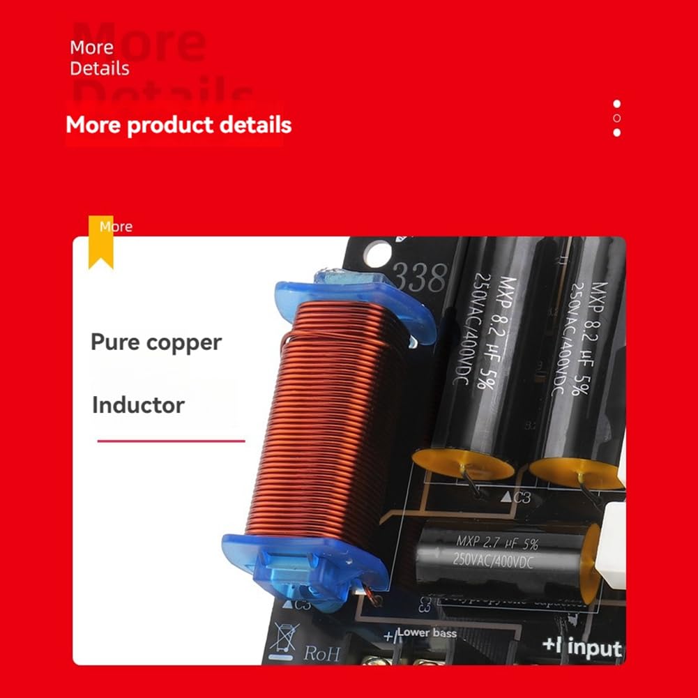 pour Haut-Parleur 3 Voies de 8 Pouces, 10 Pouces et 12 Pouces, 1 Tweeter, 1 Médium, 1 Haut-Parleur de Basse, Filtre Passe-Bas 600W 4Ohm/8Ohm.