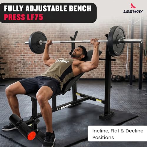 Image of Leeway LF75 Bench Press for Home Gym Setup | Adjustable Gym Bench for Home Foldable Incline Decline Flat & Table Workout | 180 Kg Capacity