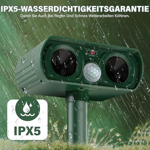 RoamRover 2er-Pack Katzenschreck für Garten Solar, Ultraschall-Katzenschreck für den Außenbereich, kann Katzen, Vögel, Füchse, Waschbären, Kaninchen und Nagetiere wirksam abwehren (2)