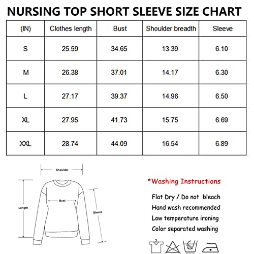 Bearsland Women’s Nursing Top Short Sleeve Scoop Neck Nursing Shirt Breastfeeding Shirt Pregnancy Clothes,Dark,M #TOP6