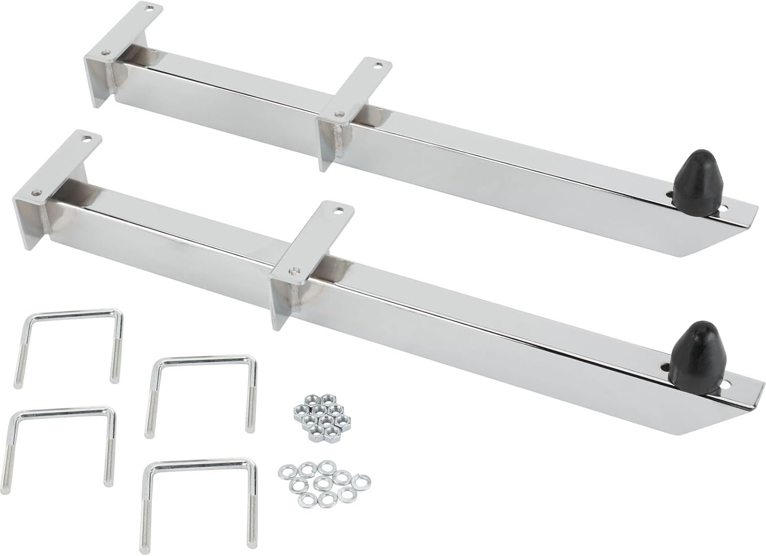 Speedway Motors Chrome Traction Bars - 28 Inch - Improve Traction & Eliminate Wheel Hop - Premium Steel Construction - Includes U-Bolts, Snubbers, and Hardware - Non-Polished Flash Chrome Finish