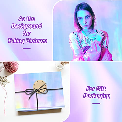 4 Pack Iridescence Plastic Tablecloths Shiny Disposable Laser Table Covers 54" X 108" Sequin Holographic Foil Tablecloths For Birthday, Wedding, Party, Picnic, Buffet, Christmas Decorations #TOP6