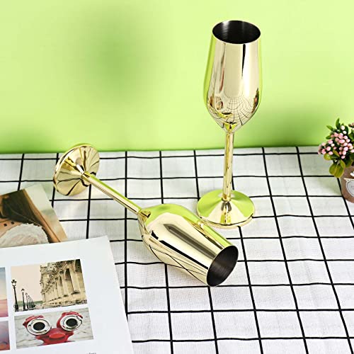 Sagaan 2Pcs/Set Shatterproof Stainless Champagne Glasses Brushed Gold Wedding Toasting Champagne Drink Cup Party Marriage Wine #TOP4