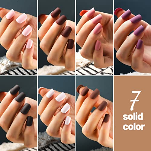 image for Short Press on Nails, Teenitor 288Pcs Matte Acrylic Short Square Fake 