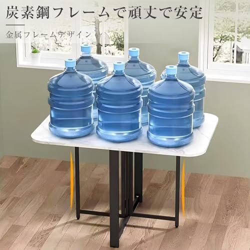 OrganizeHub 折りたたみダイニングテーブル デスク 食卓 キッチン 伸長式テーブル おしゃれ コンパクト 単品 ４人用 組立不要 ブラック 幅120 [5]