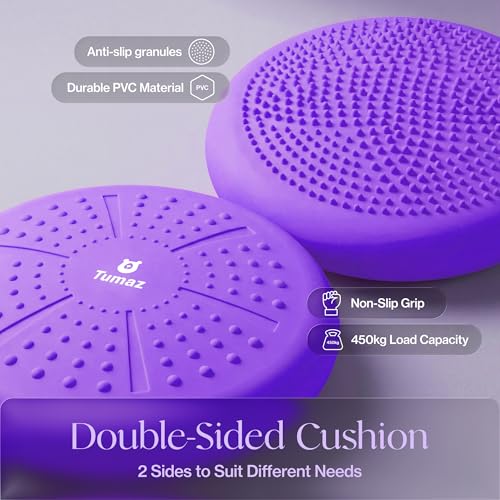 Image of Tumaz Wobble Cushion - Wiggle Seat to Improve Sitting Posture & Stay Focused for Sensory Kids, Balance Disc to Core Strength & Flexible Seating [Extra Thick Balance Board, Pump Included Wobble Board]