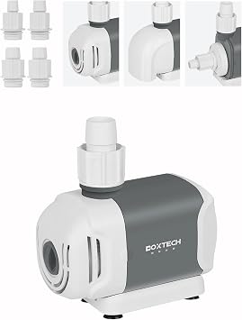 Boxtech Submersible Water Pump, 265 GPH Aquarium Water Pumps, 15W Ultra Quiet Fountain Pump with 3 Nozzles for Fish Tank, Aquarium, Outdoor Ponds, Fountain, Hydroponics