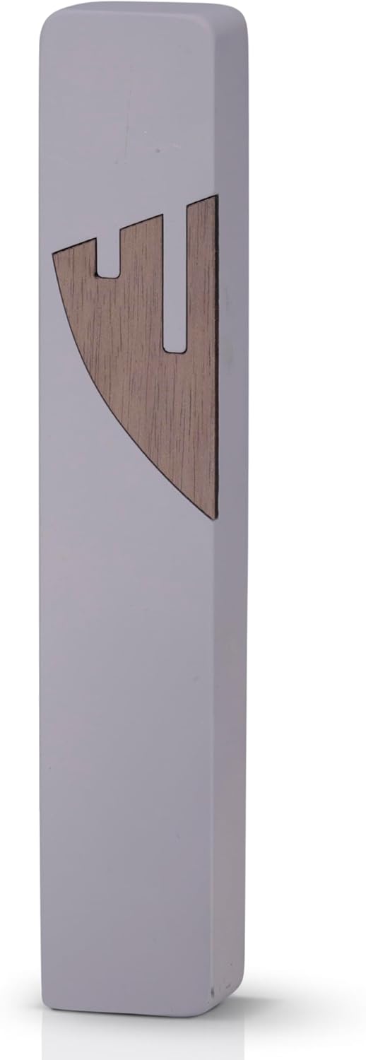 Modern Concrete Mezuzah Case with Walnut Shin, Contemporary Jewish Home Decor, Minimalist Design for Doorway (Slate Blue)