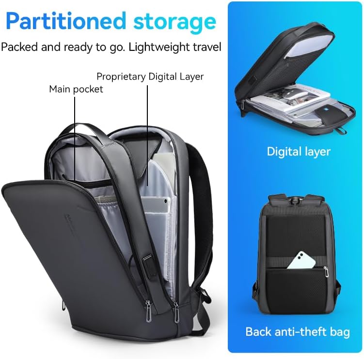 MARK RYDEN Slim Laptop Backpack for Men, High Tech Backpack with Scratch Resistant Shell and USB Charging Port, Waterproof Business Backpack Ideal for Working, Commuting, Daily - Image 4