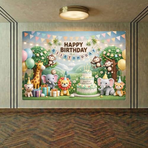 Image of Happy Birthday Theme Backdrop Banner 5x7 ft - Digital Print Cloth Background, Reusable Birthday Party Wall Decoration for Girls, Photo Booth & Stage Decor (BD 27)
