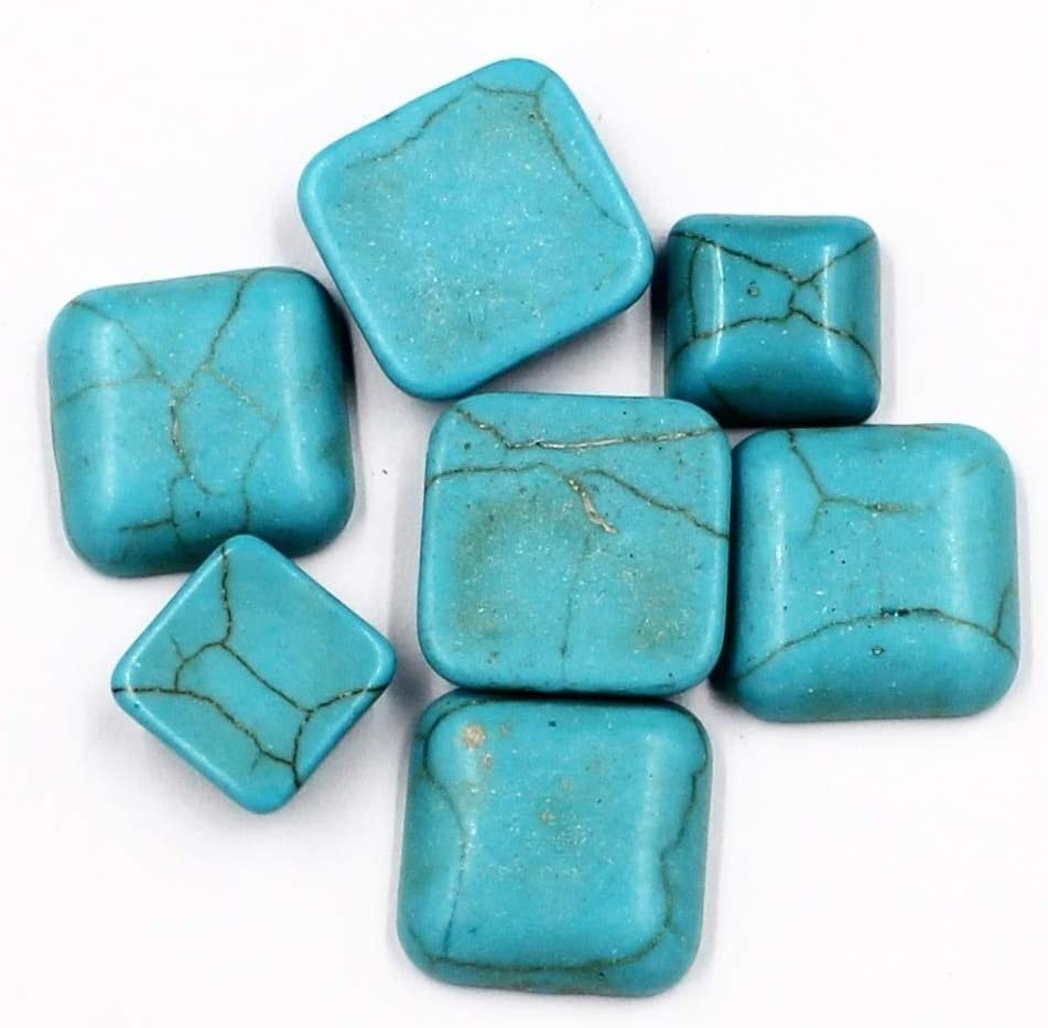 Cabochon en pierre naturelle turquoise carrée 14mm, l'excellence pour bijoux JIZTGEDM