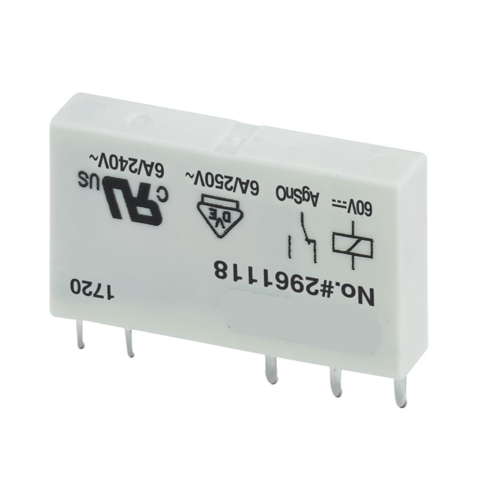 ZVQYSGIW 10 pcs REL-MR-60DC/21 2961118 1NO+1NC | 60VDC | With no light | 6A Plug-in miniature power relay