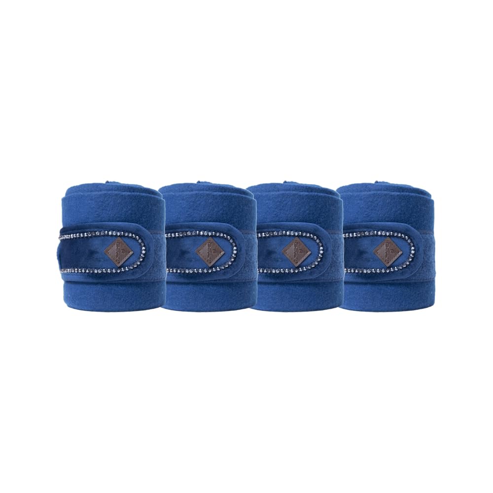 Bandages en polaire Kentucky velours et perles bleu marine pour équipement cheval