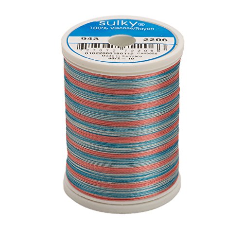 Hilo de Rayón Variegado Sulky 850 yd Turquesa Coral Plata miniatura 1