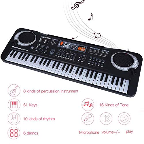 Piano de crianças 61 teclas Multi-Função Piano Digital Eletrônico Portátil com Órgão de Microfone Te