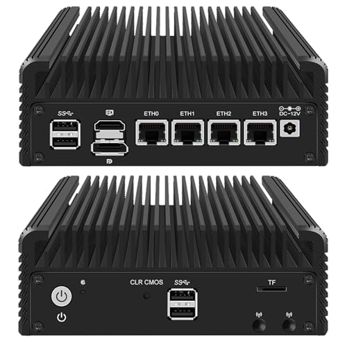 Image of 4 Ports Micro Firewall Appliance Inter N200 Quad Core, 4 Inter I226-V 2.5Gbe NIC Firewall Mini PC, Network Gateway Soft Router Mini Computer, Support AES-NI, 8GB DDR5 RAM 128GB SSD