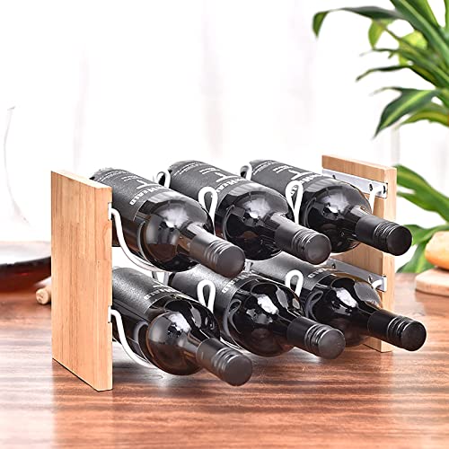 Estante para vinos 6 botellas madera y metal blanco miniatura 2