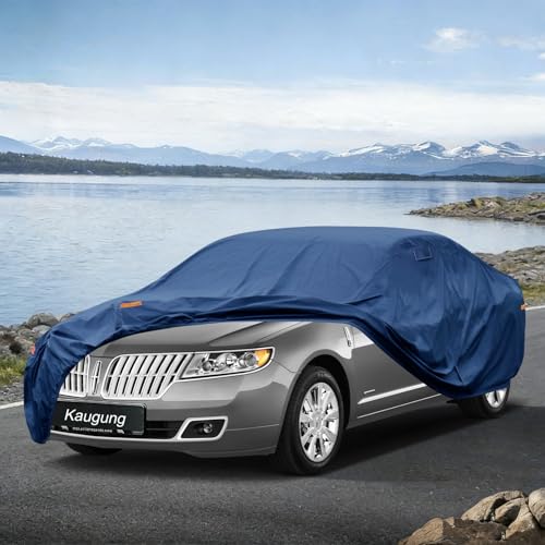 Image of Kaugung Custom Fit Sedan Car Cover for Lincoln MKS (2009-2016), Heavy Duty Waterproof All Weather Outdoor Protection, Breathable Full Exterior Cover with Vent, Rain Sun Snow UV Proof