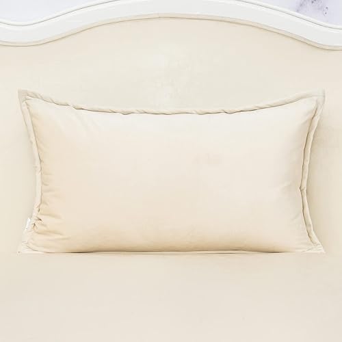 Miniatura 2 de Alerfa Funda de cojín de pata de gallo, color marrón claro, blanco y gris oscuro, de 12 x 20 pulgadas, funda de almohada lumbar de terciopelo de