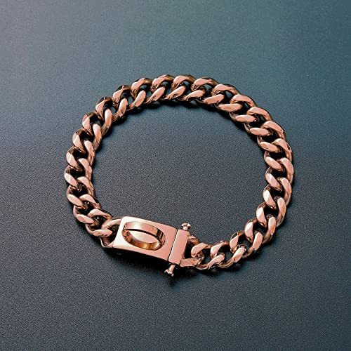 18K Rose Gold Silver Luxury Pet Cuban Dog Collar, Charm Custom Engrave Id Tags Stainless Steel Personalized Puppy Dog Collars With Premium Buckle #TOP5