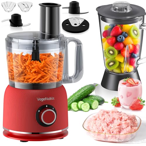 Comparison: What Is The Best Food Processor And Blender Combo 9 Food Processor and Blender Combo, 88 oz Food Chopper for Meat, Vegetable and Dough, 70 oz 700W Glass Jar Blender with 2 Speeds and Pulse for Smoothie, Nutrient Extractions, and More