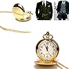 Smooth Vintage Steel Quartz Pocket Watch Classic Fob Pocket Watch with Short Chain for Men Women - Gift for Birthday Anniversary Day Christmas Fathers Day (Gold) #4
