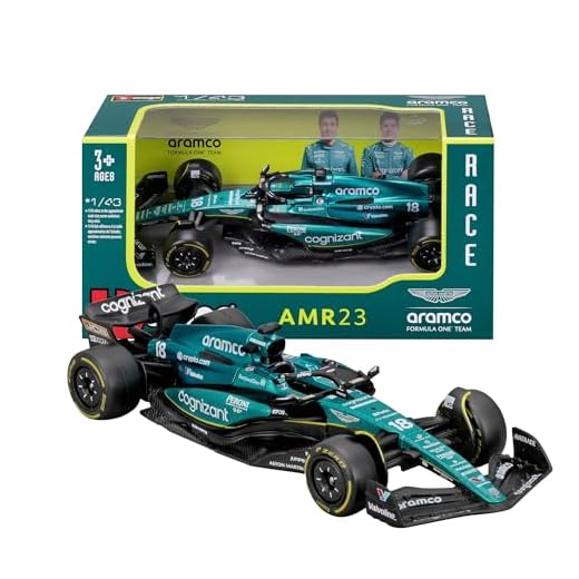 Bburago - Aston Martin AMR23#18 Stroll - Maqueta Realista de Coche de F1 a Escala 1:43, réplica Diecast con Licencia Oficial Aston Martin, Edad Recomendada 3+ años