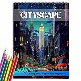 TPLHOUSE Cityscape Coloring Book Spiral Bound for Adults, Premium Cover, 30 Vibrant City Sketch Coloring Pages in Around The World for Stress Relief and Relaxation